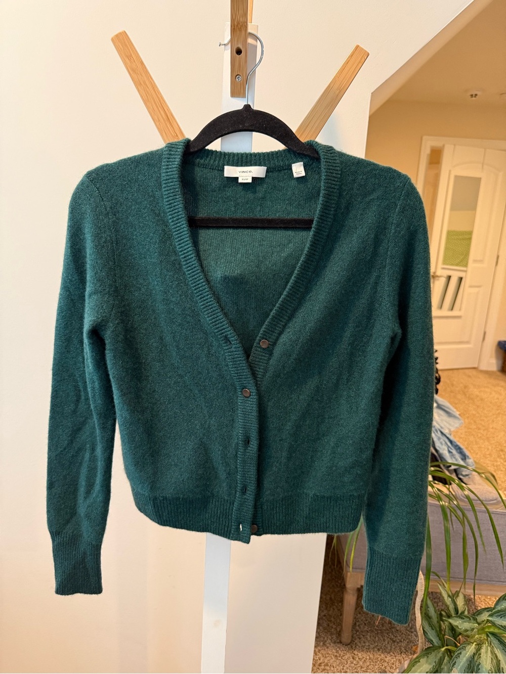 Vince Deep Teal V-Neck Button Front Cardigan